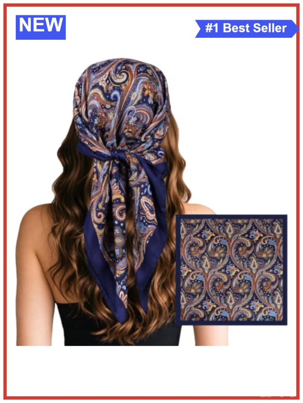 Large Paisley Silky Satin Square Scarf Bandana Head Wrap